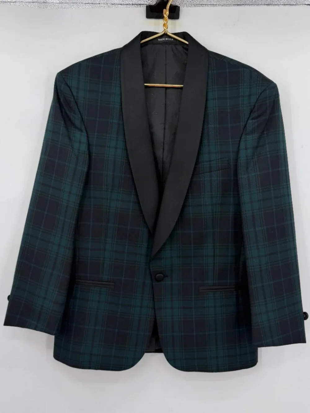 Formal Specialists Ltd Vge Black Watch Tartan Wool Blend Tuxedo Jacket 38S NWOT